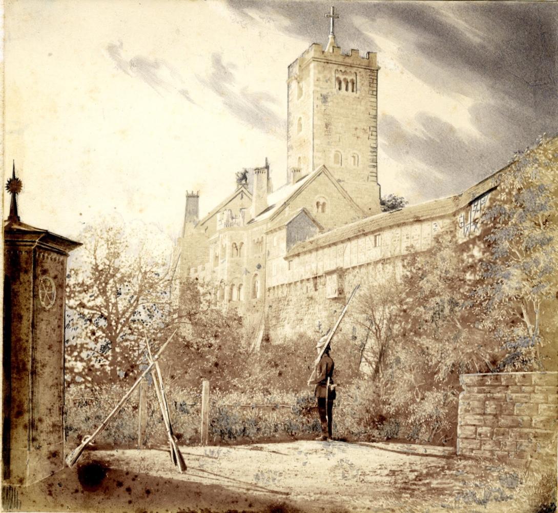 Blick auf die Wartburg mit Schanze (1859)